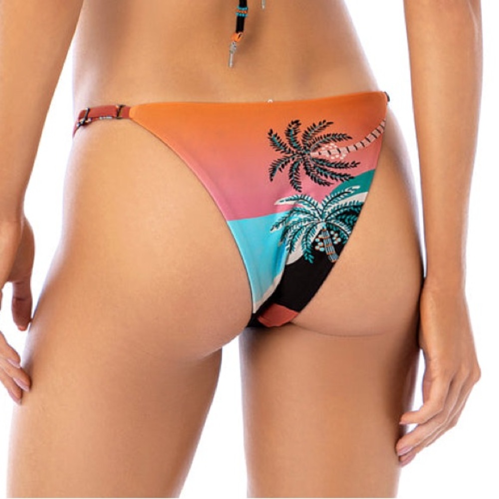 Maaji Aloha View Flash Cheeky Bikini Bottom NWOT Tropical Palm‎ Reversible SZ M
